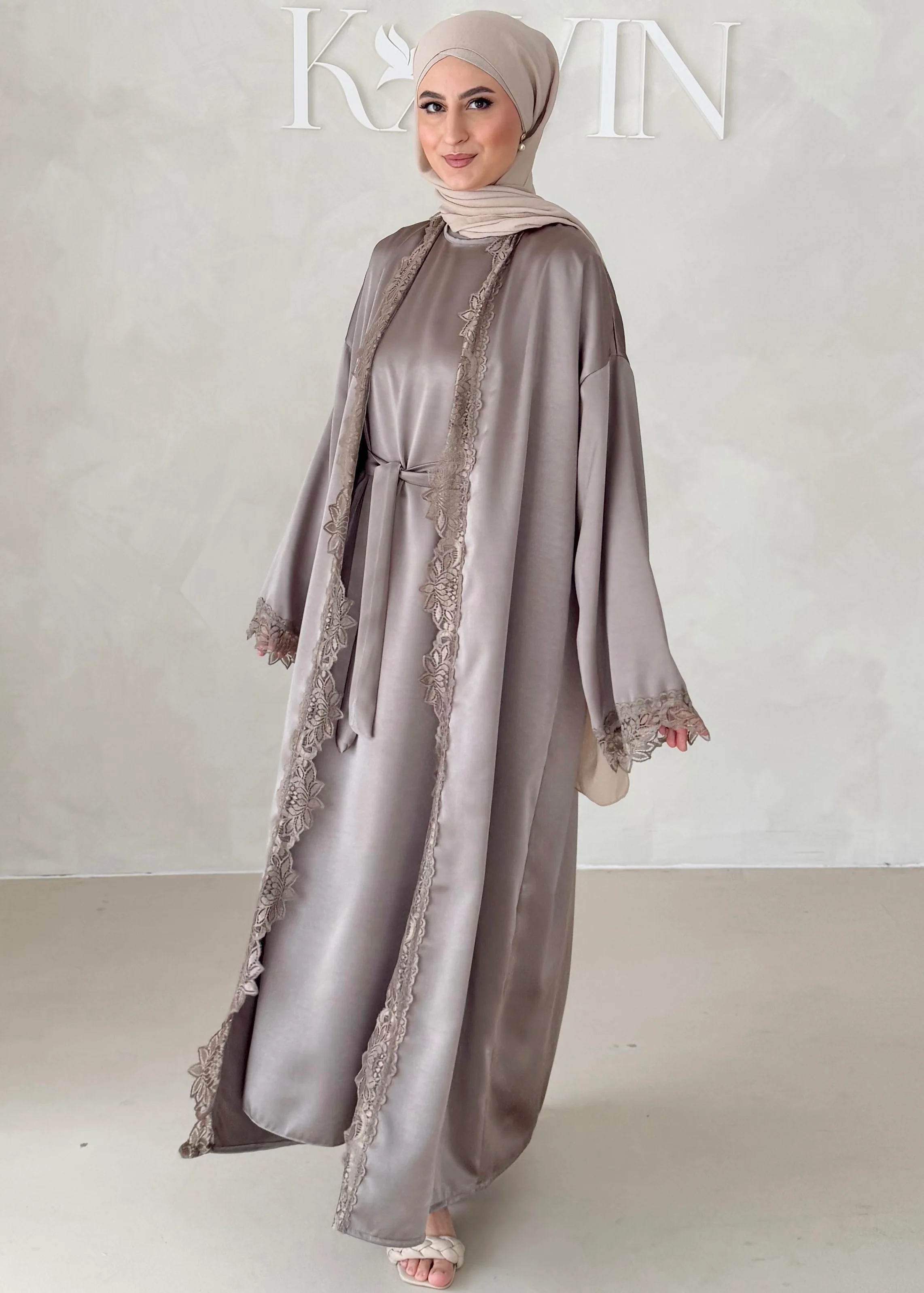 Rosé Abaya-Zweiteiler